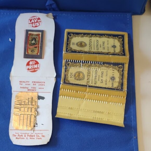 CLINTON BRASS SILK STRAIGHT PINS & MILK-MADE DAIRY ADVERTISING SEWING NEEDLES - Picture 2 of 6